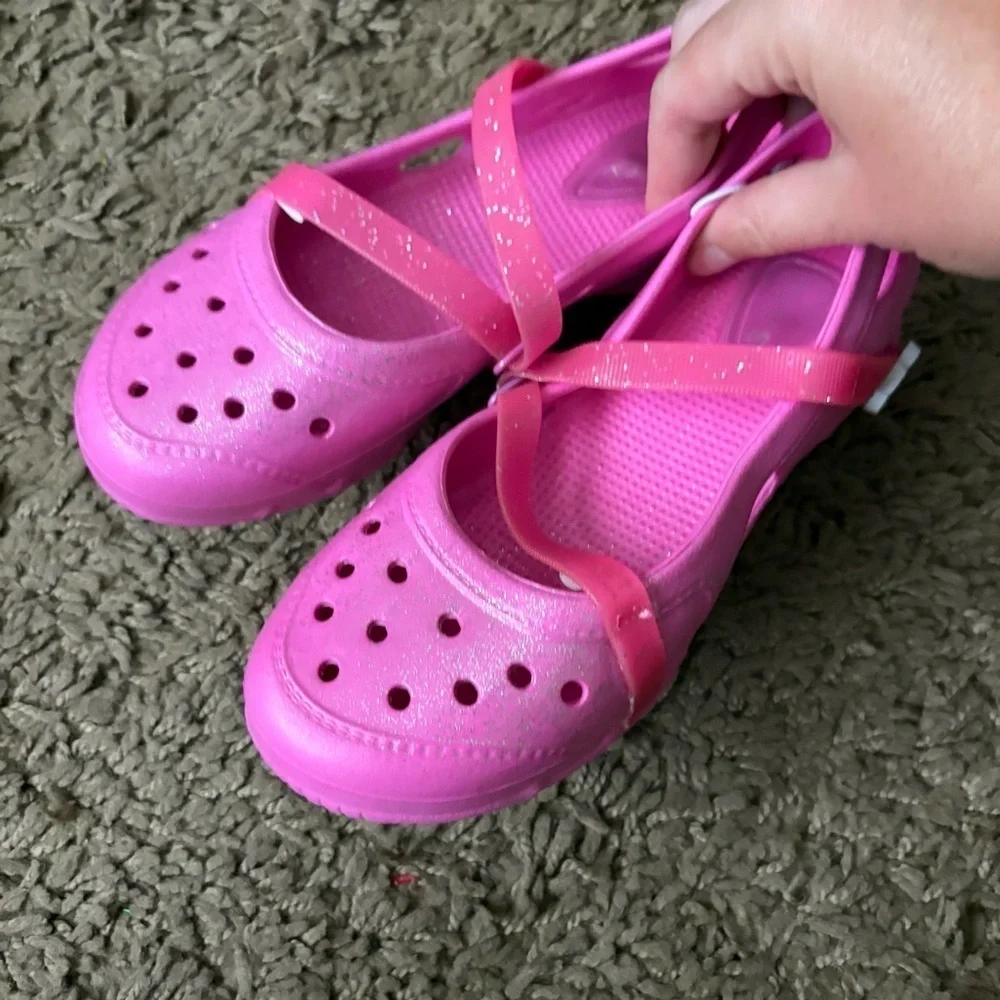 Children’s Place Shoes Youth 2 Aster Glitter Mary Jane Strap Flats NEW Pink